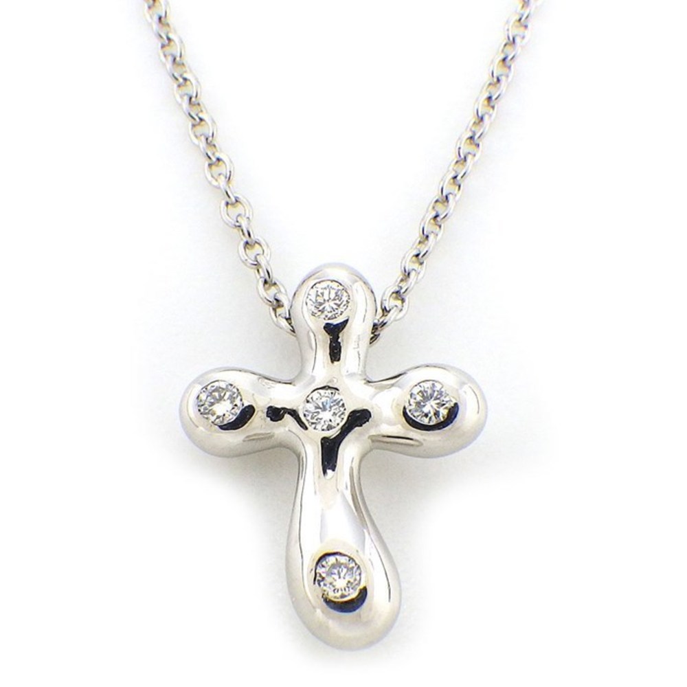 Tiffany Small Cross Dots Diamond Necklace Platinum